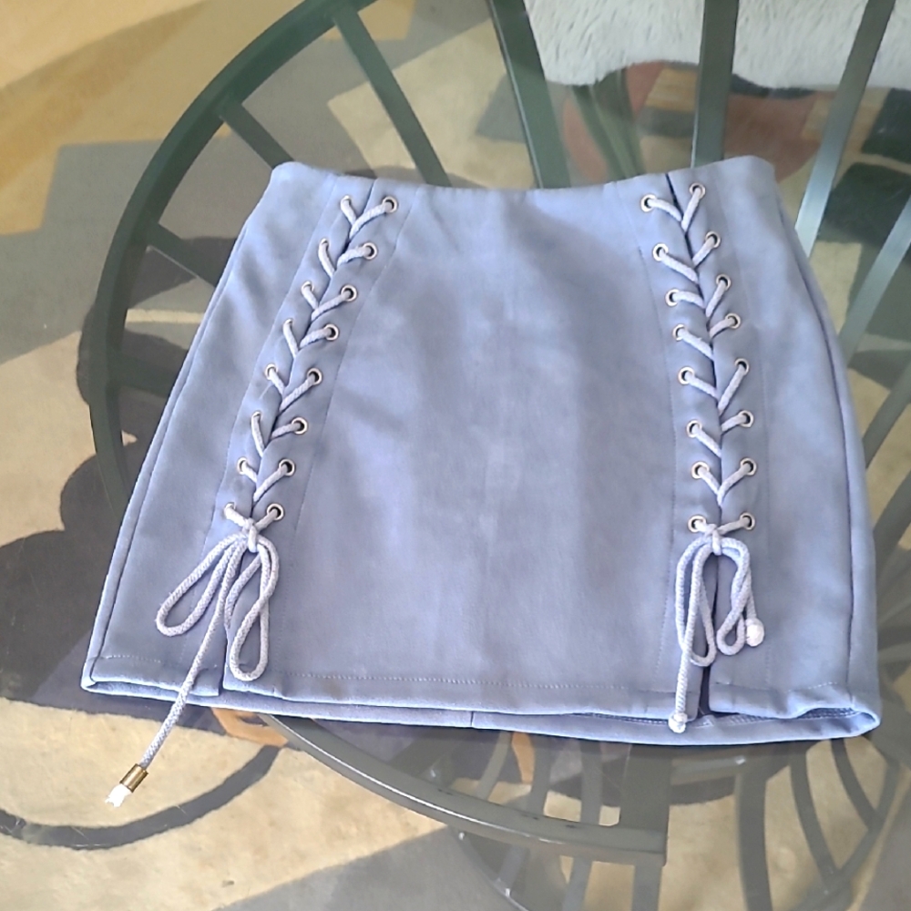 Dust Blue Lace-Up Skirt ❤️